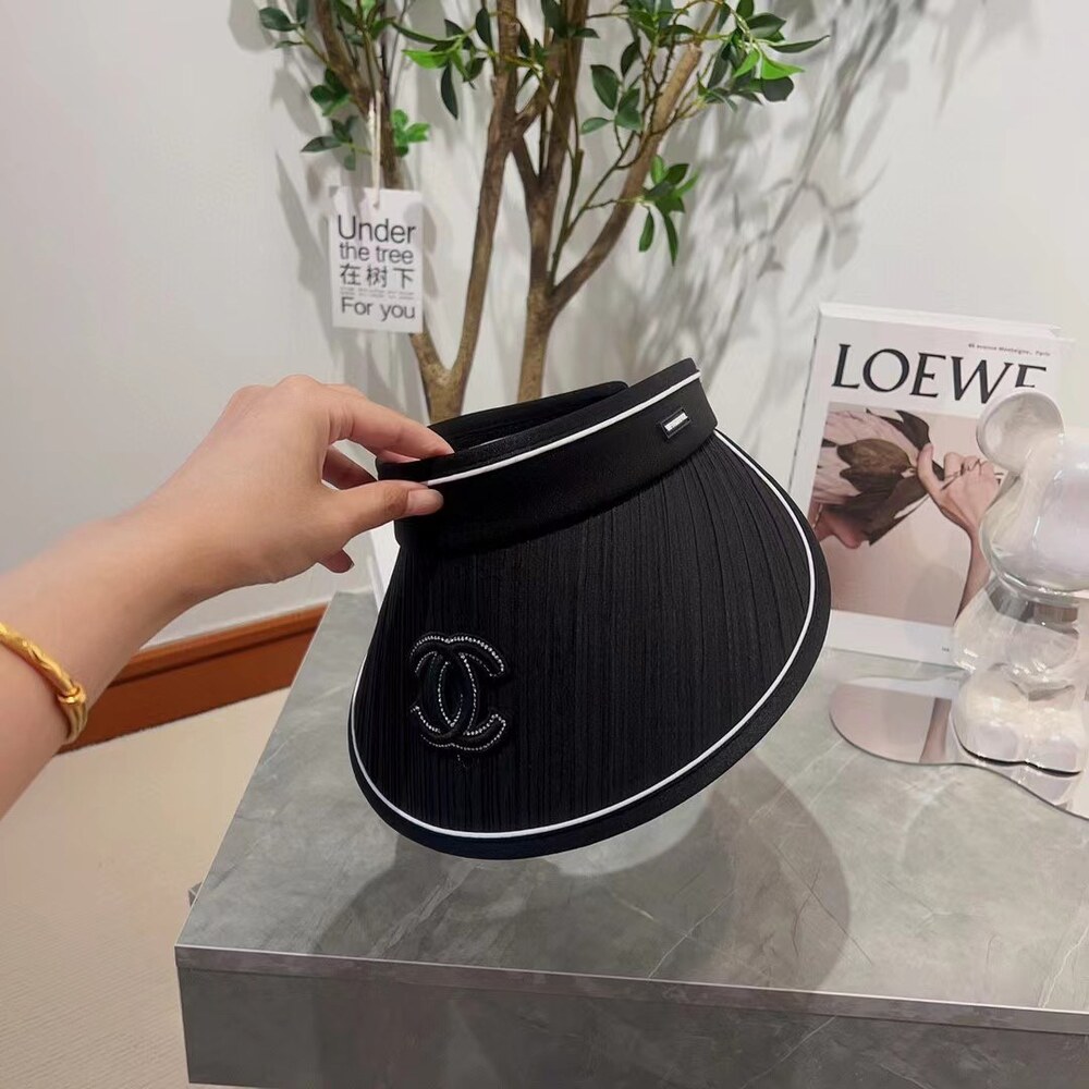 Chanel Crystal CC Pleated Sun Visor in Black - Picture 7 of 7